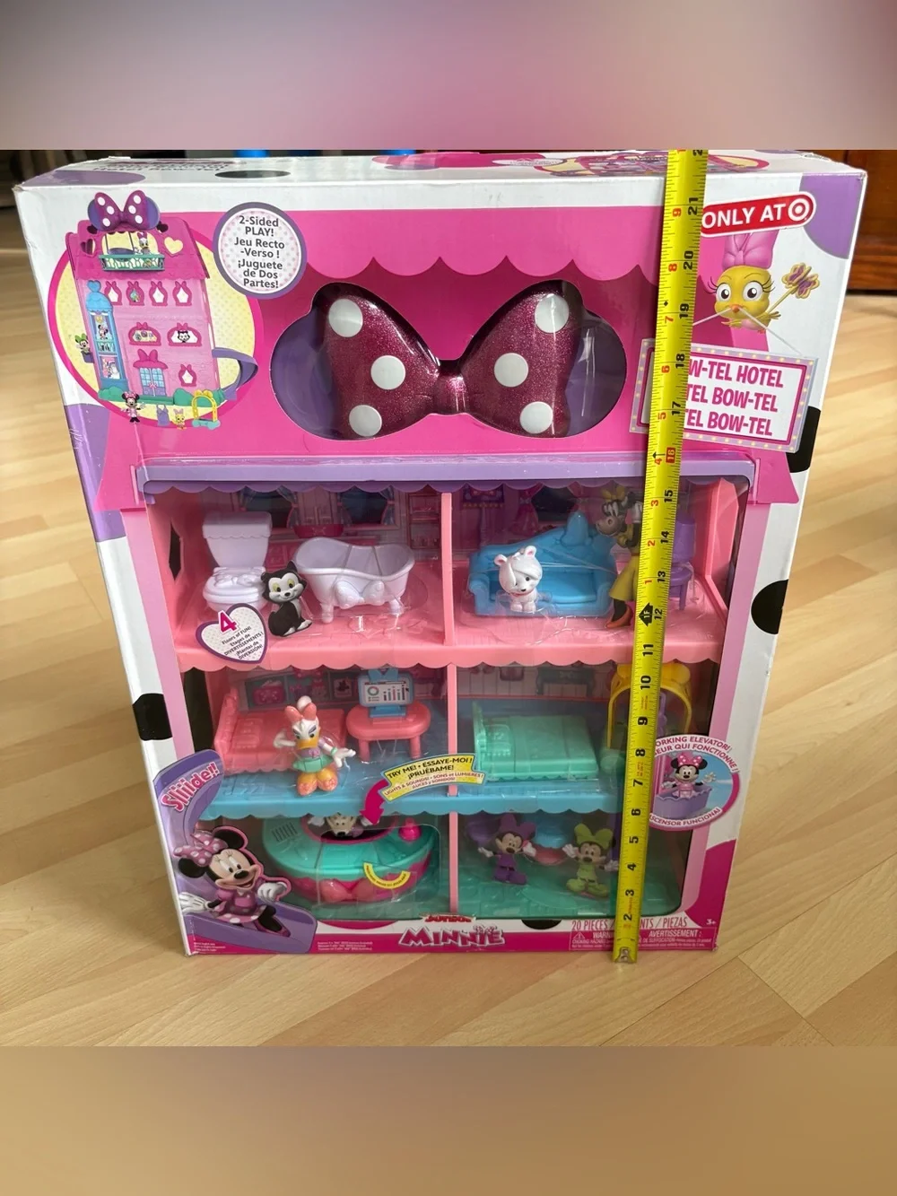 Disney JR Minnie Mouse Bow-Tel Hotel Playset with 4 Floors & 7 Rooms *NEW*